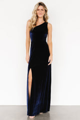 Tatiana Velvet One Shoulder Maxi Dress | Navy