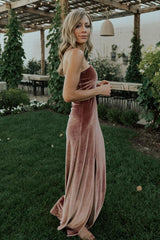 Tatiana Velvet One Shoulder Maxi Dress | Rose