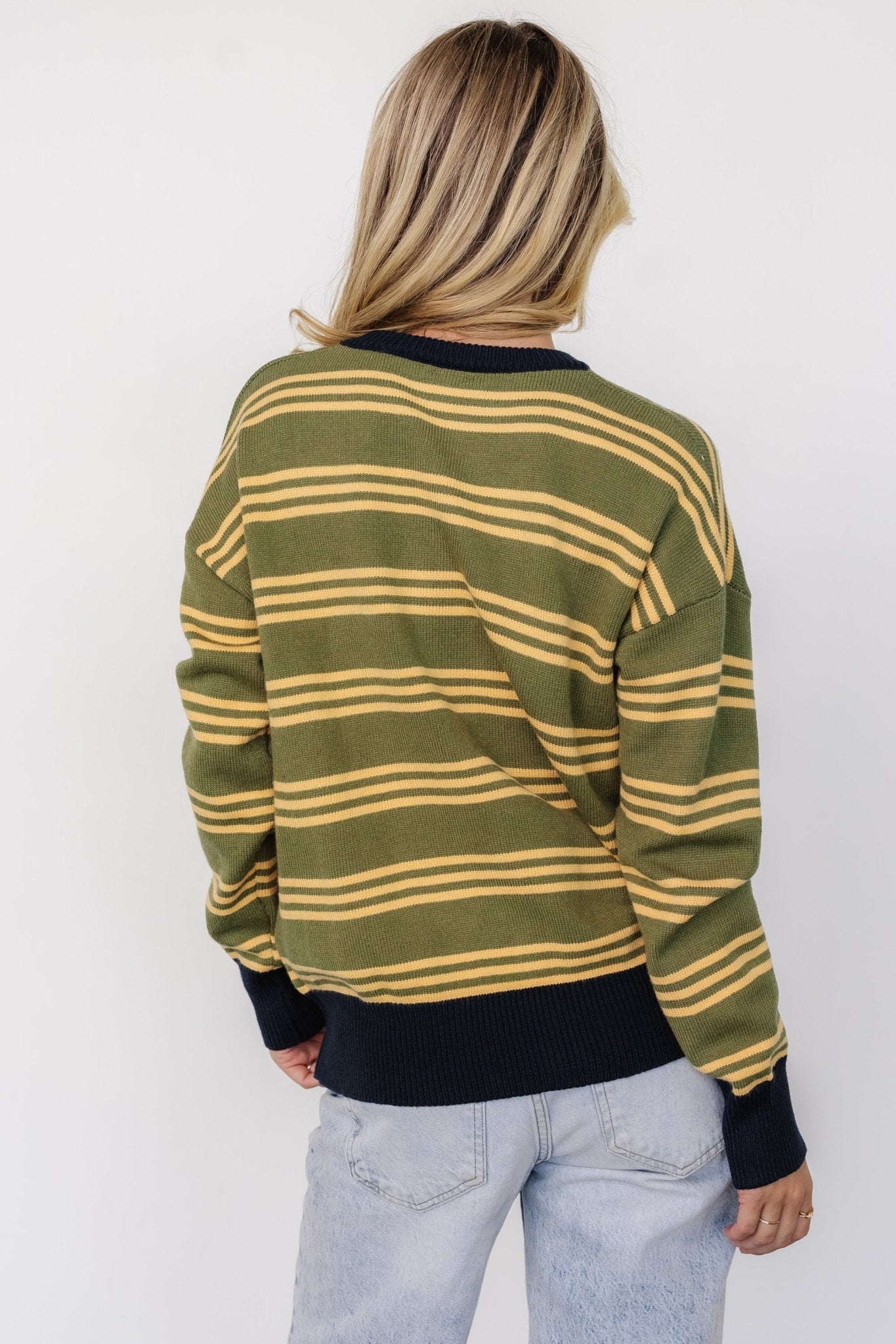 Thomas Striped Sweater | Olive Multi