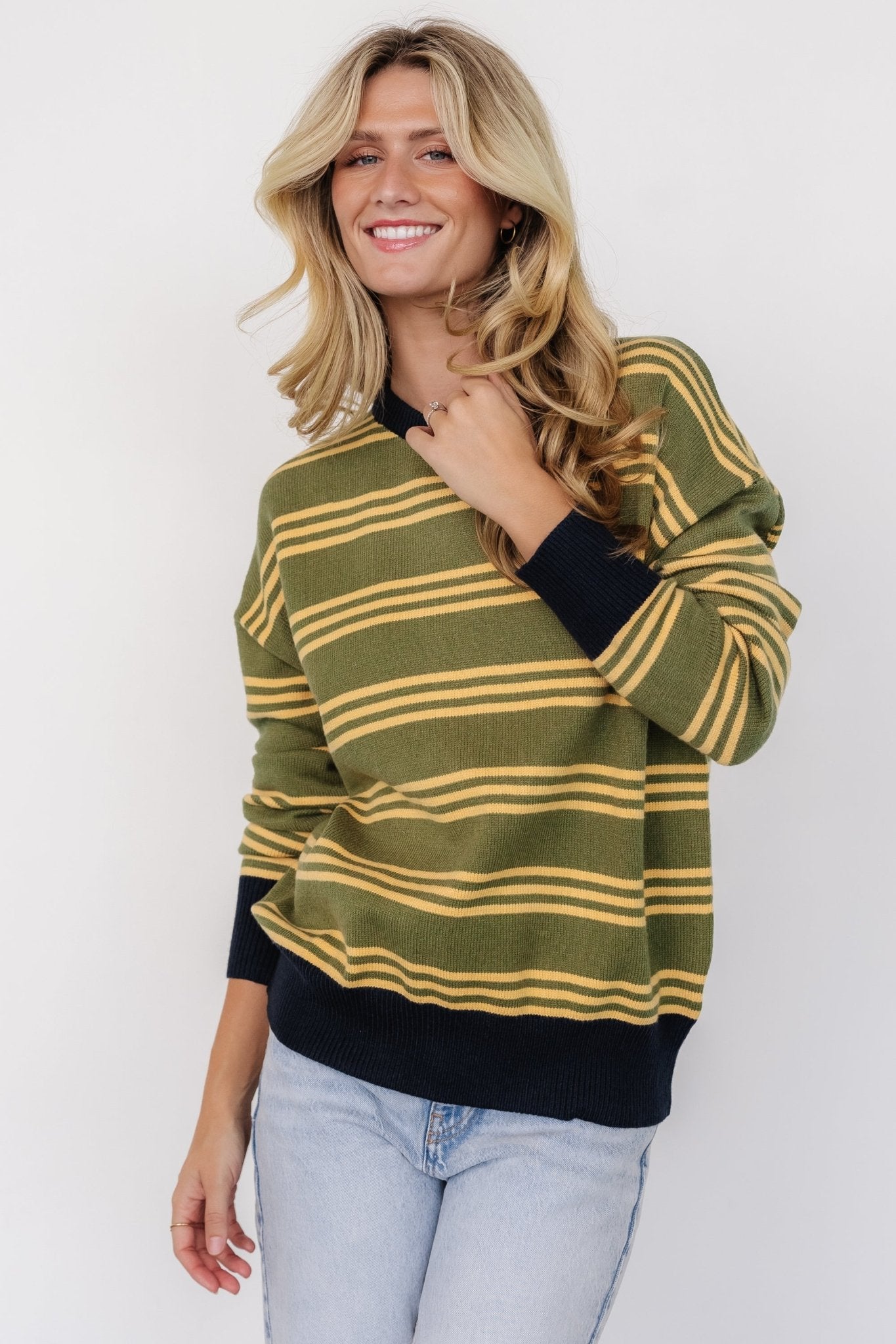 Thomas Striped Sweater | Olive Multi