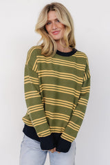 Thomas Striped Sweater | Olive Multi