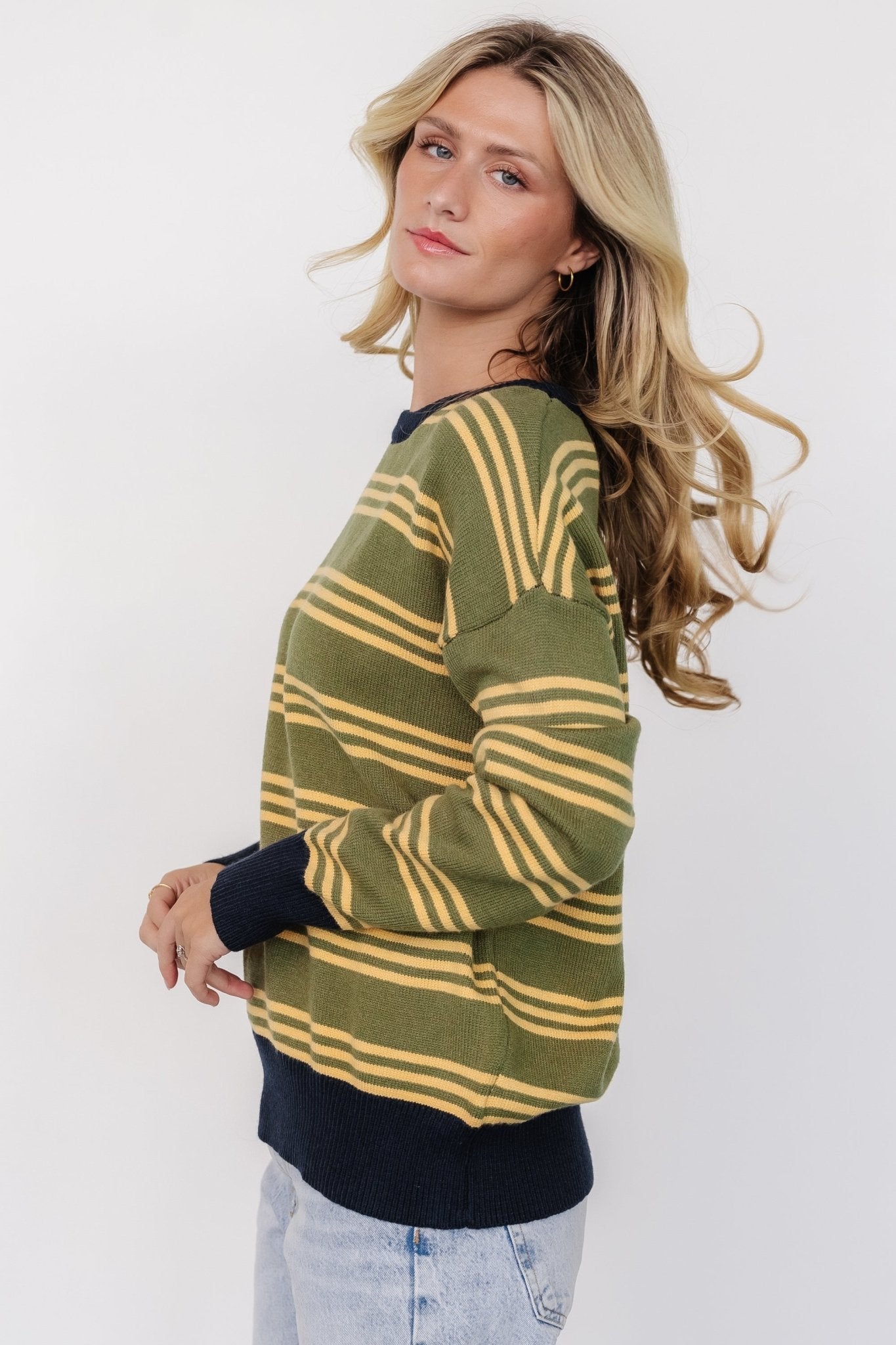 Thomas Striped Sweater | Olive Multi