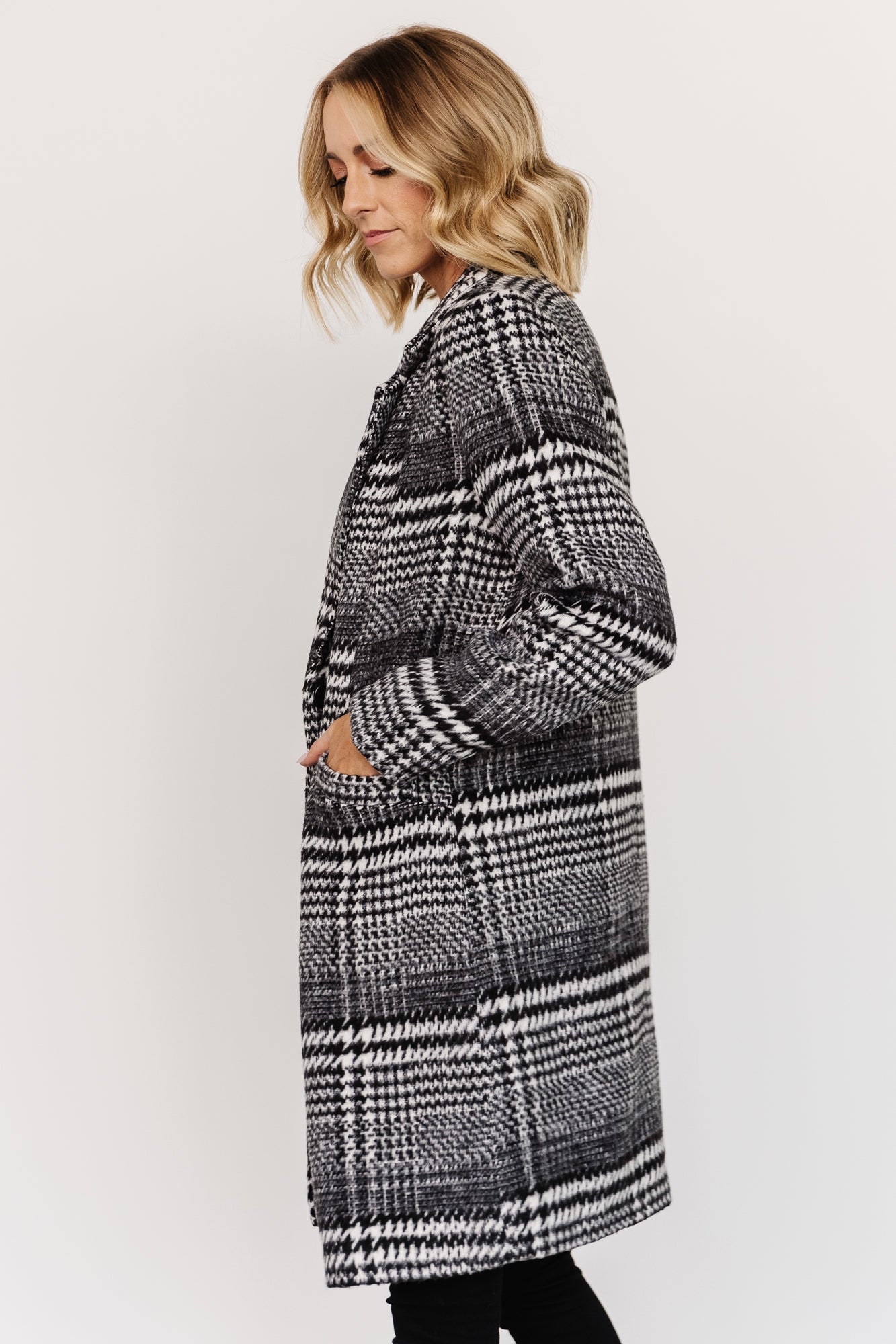 Townley Houndstooth Coat | Black + Off White