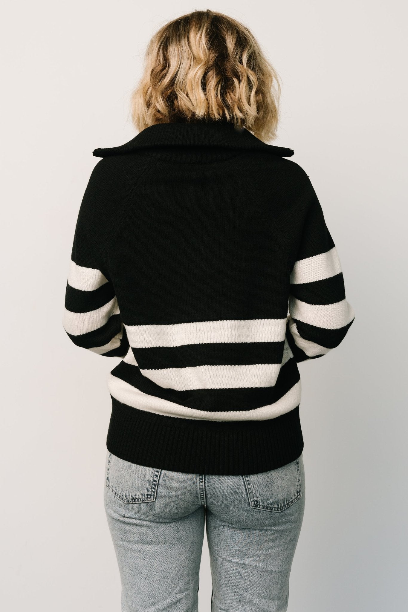 Trish Striped Sweater | Black + Off White