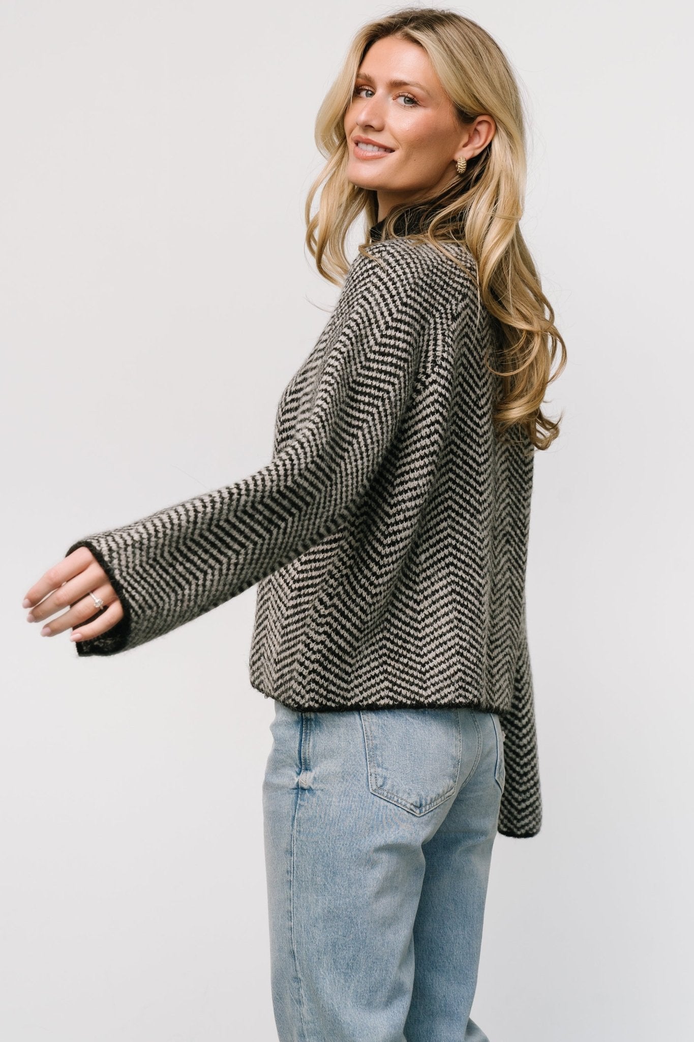 Trisha Knit Sweater | Black Stripe