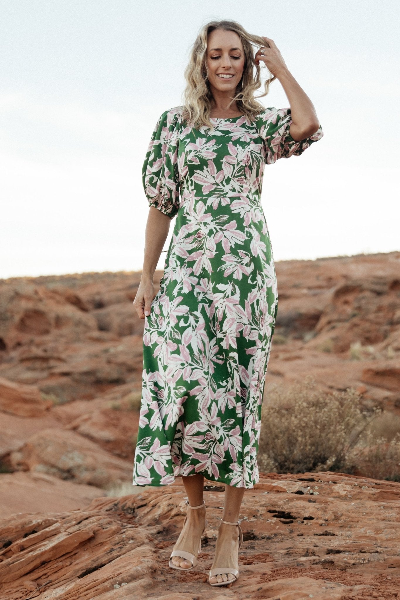 Tucson Midi Dress | Green + Pink