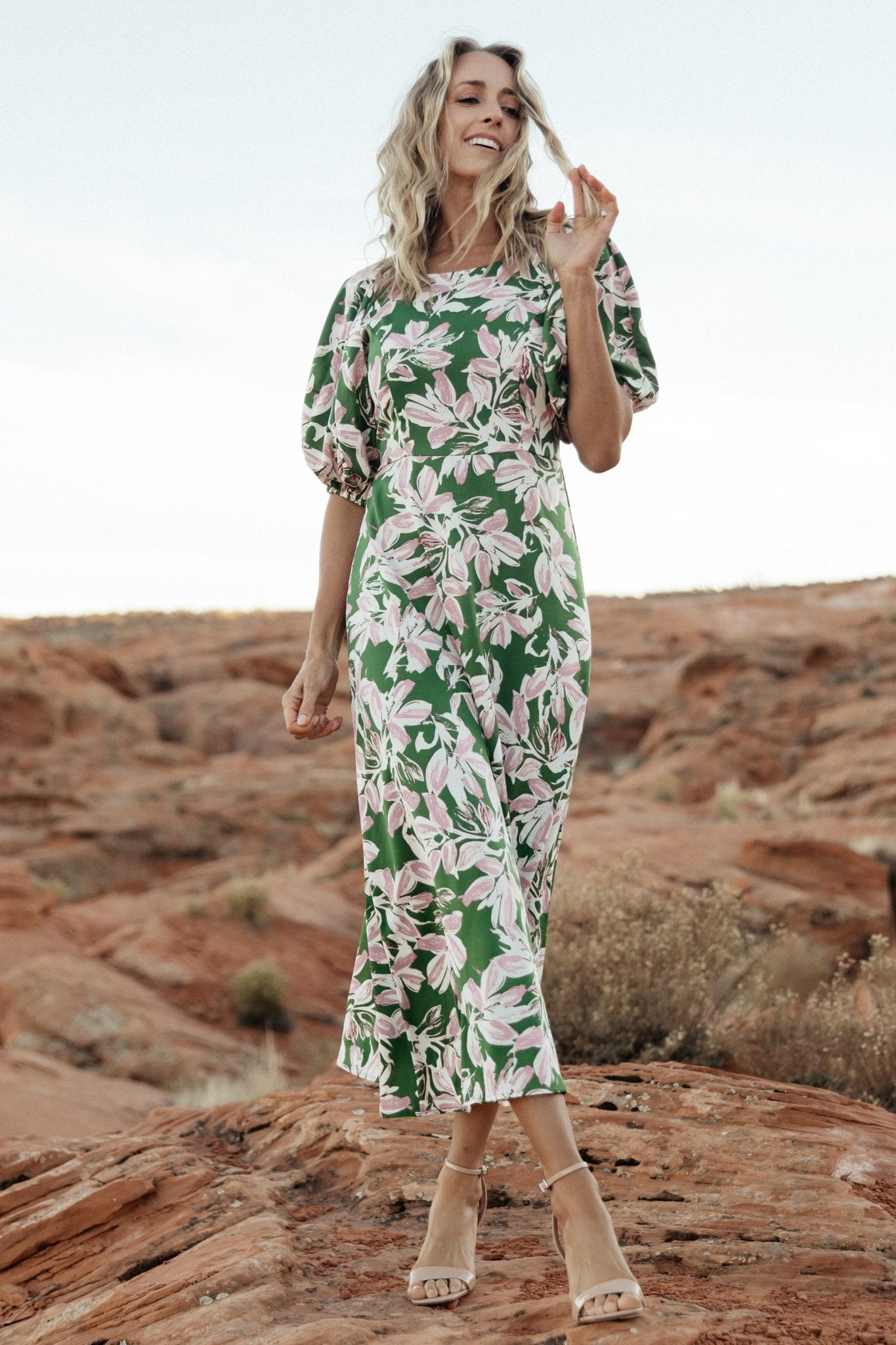 Tucson Midi Dress | Green + Pink