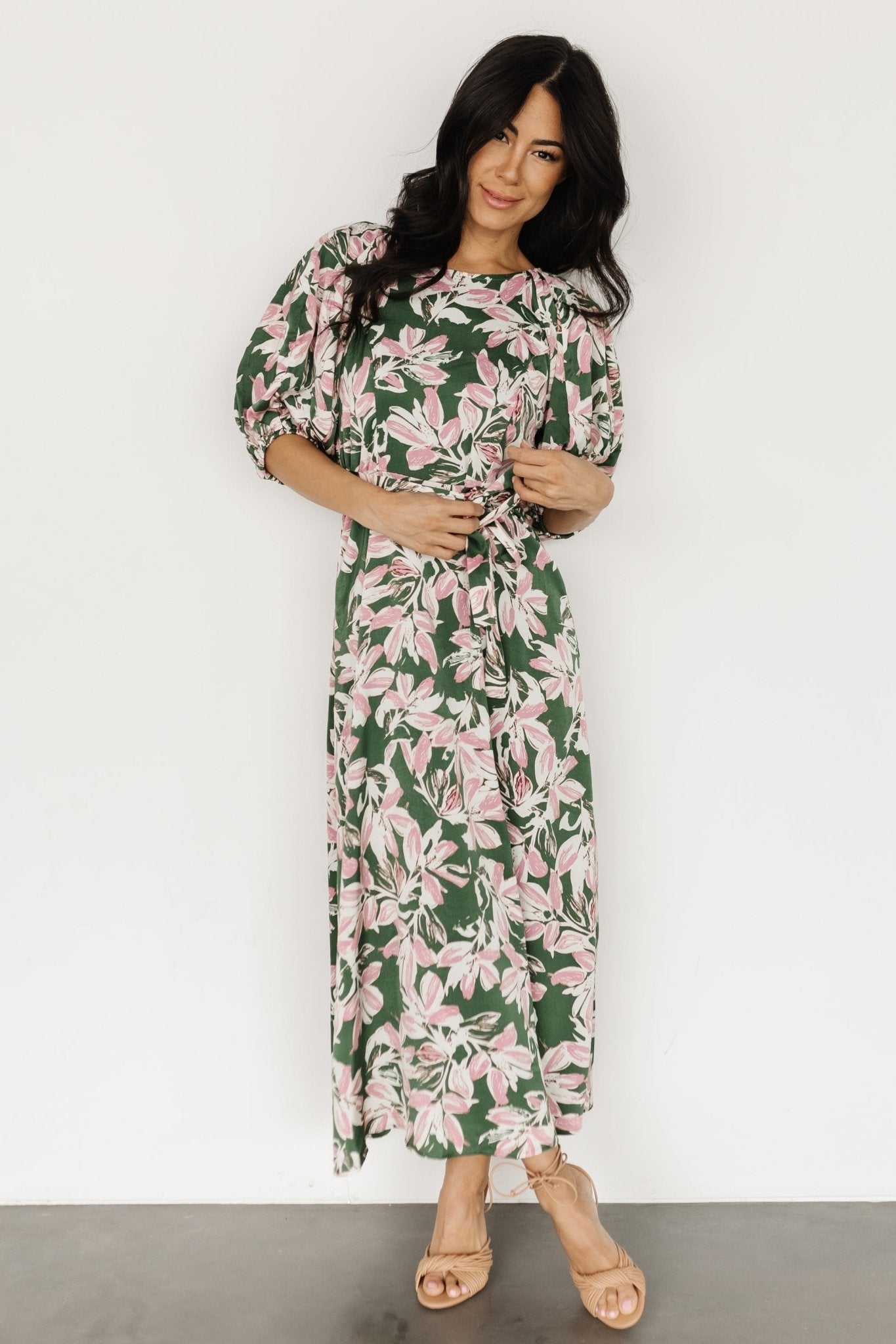 Tucson Midi Dress | Green + Pink