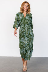 Tula Kimono Dress | Green + Blue Print