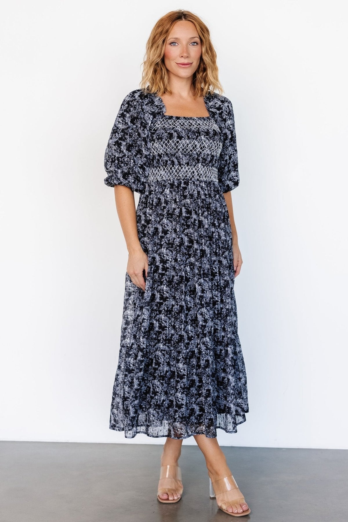 Tulsa Smocked Dress | Black + White