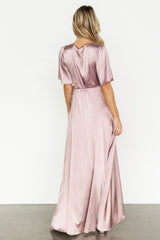 Vara Satin Maxi Wrap Dress | Lilac