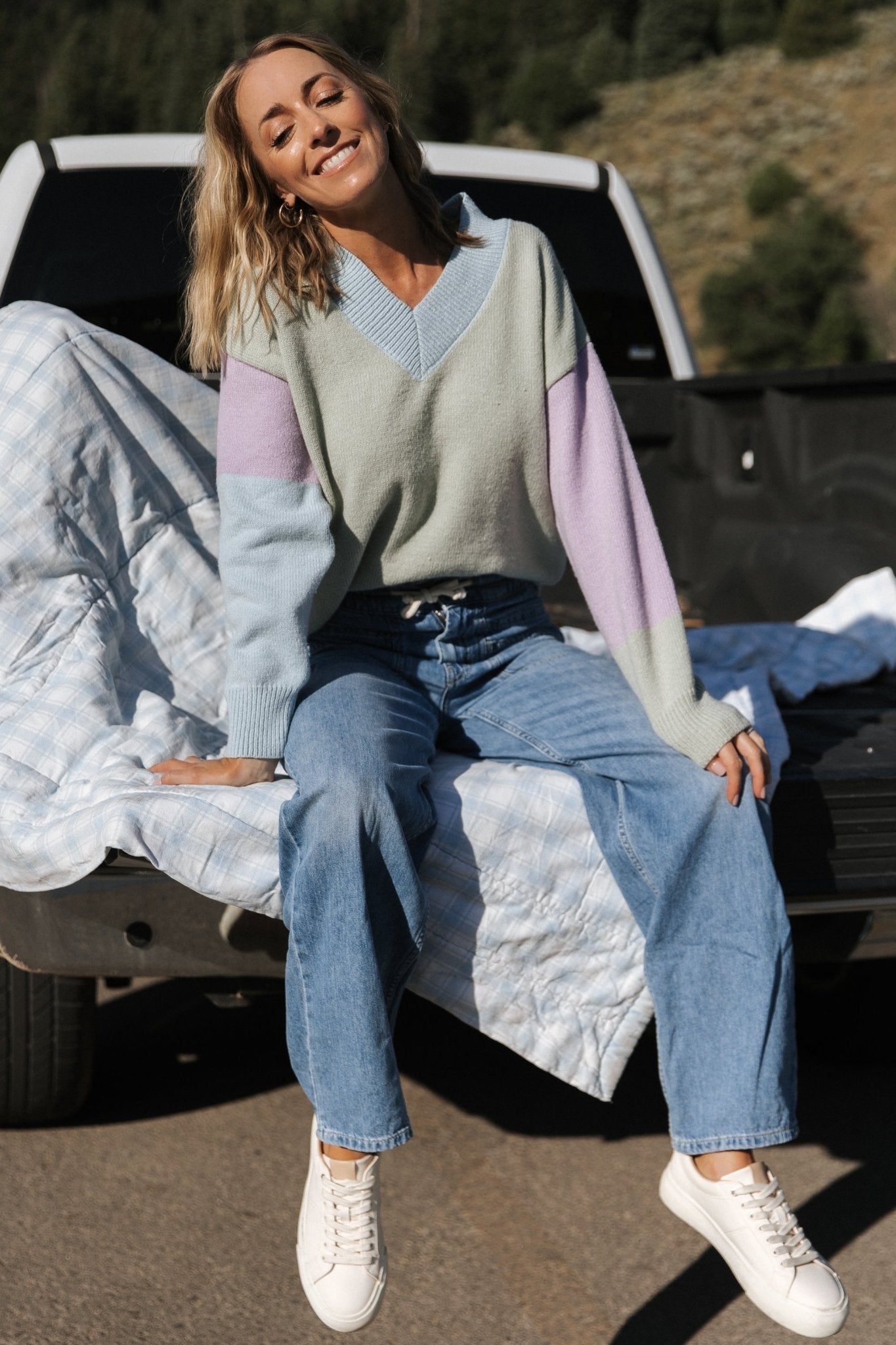 Varsity Color Block Sweater | Sage