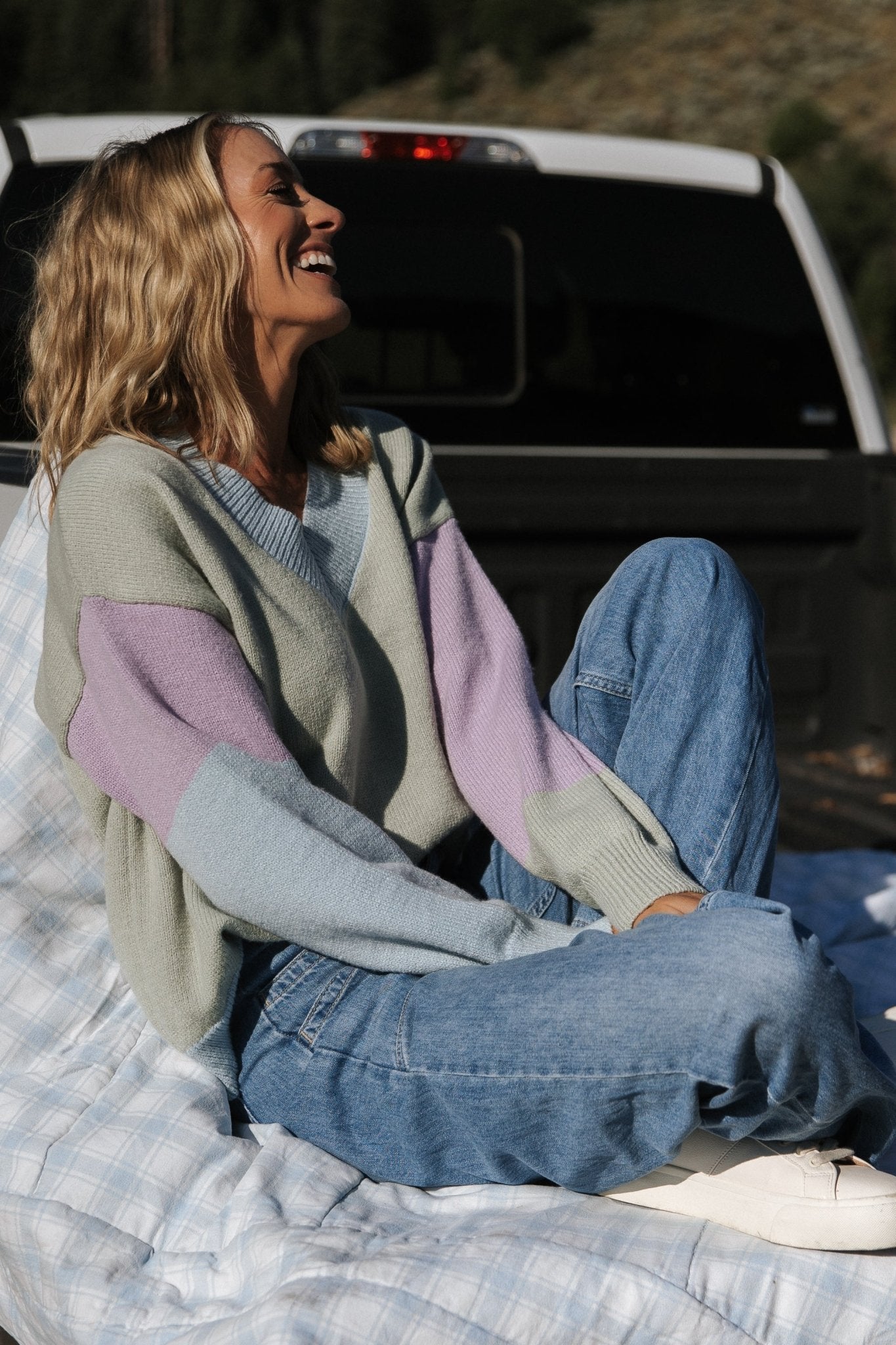 Varsity Color Block Sweater | Sage