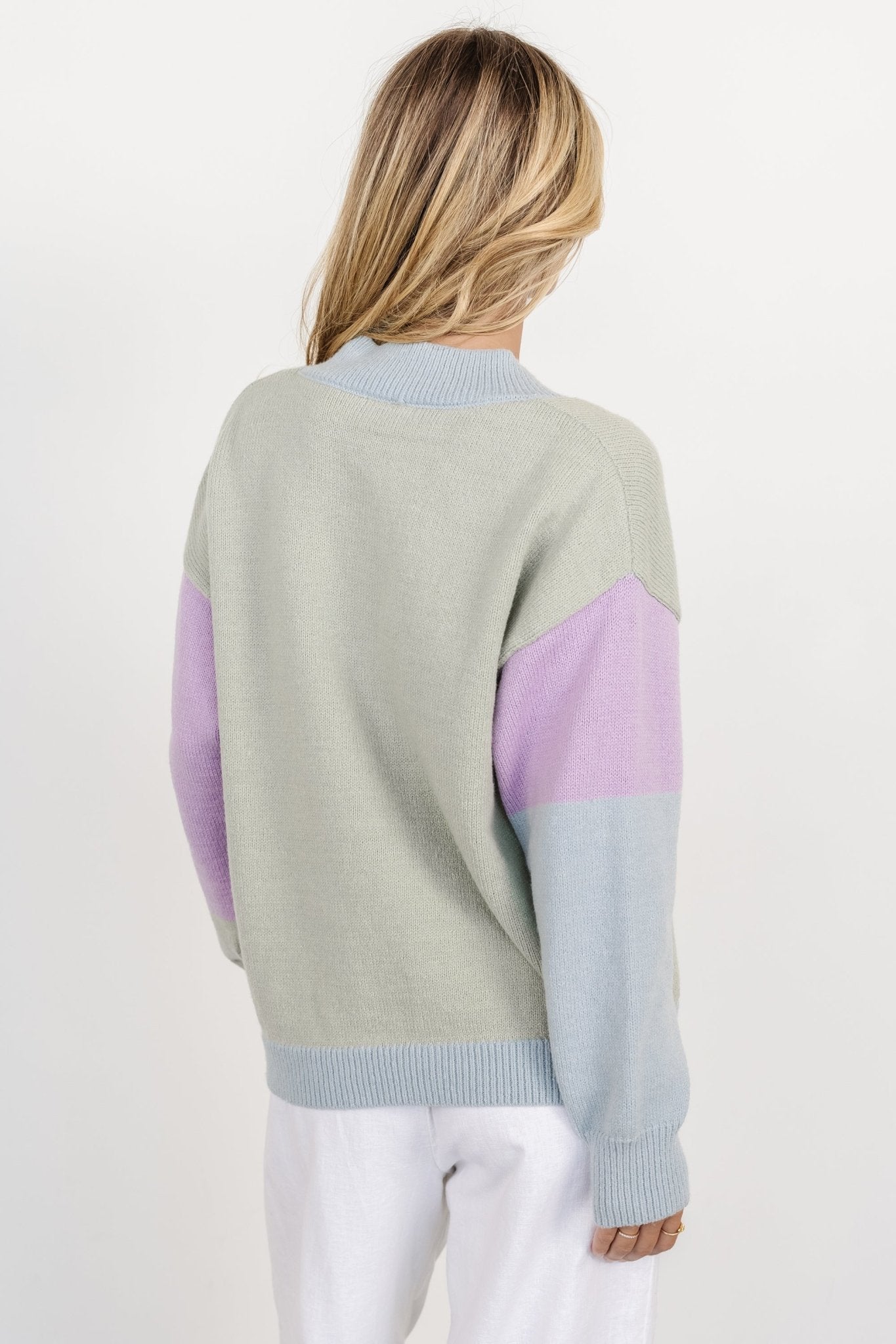 Varsity Color Block Sweater | Sage