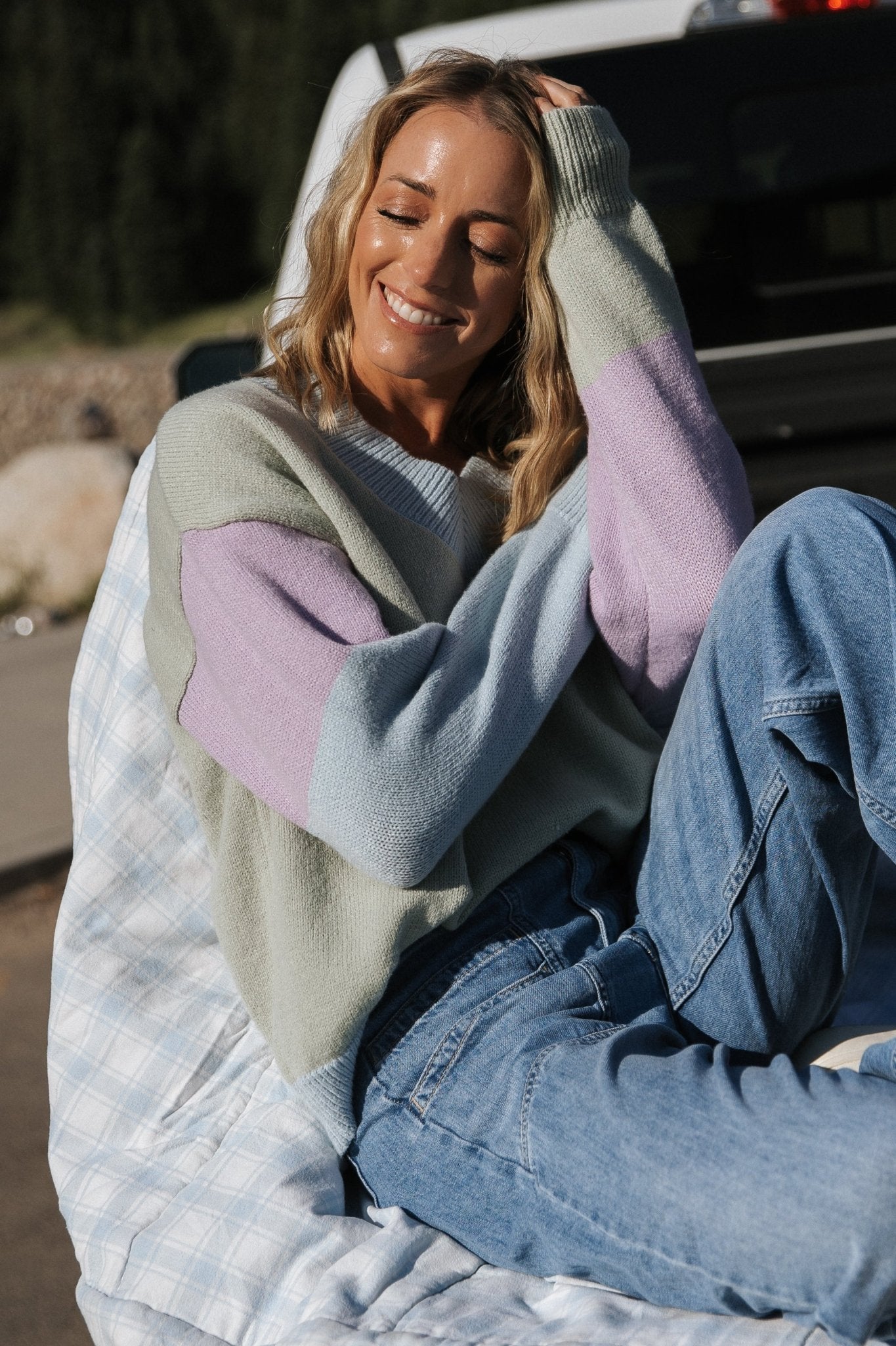 Varsity Color Block Sweater | Sage