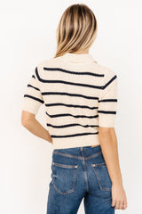 Ventura Knit Top | Cream + Navy Stripe