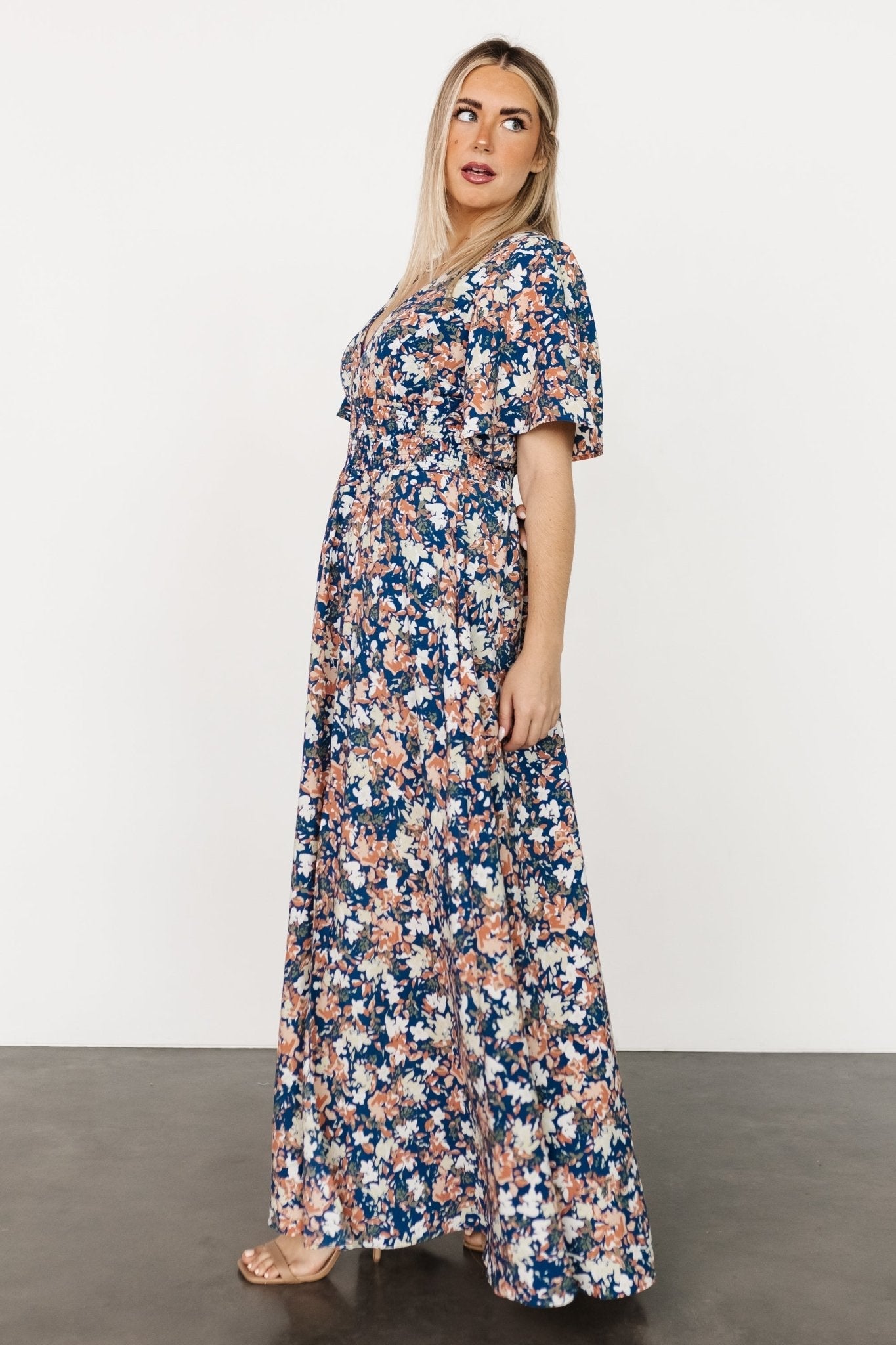 Verona Smocked Maxi Dress | Blue Floral