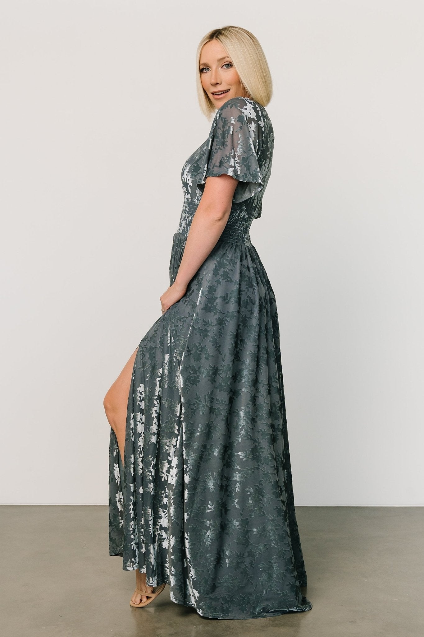 Veronica Velvet Maxi Dress | Slate Blue