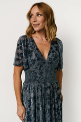 Veronica Velvet Maxi Dress | Whisper Blue