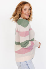 Violet Geo Sweater | Lilac + Green