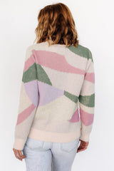 Violet Geo Sweater | Lilac + Green