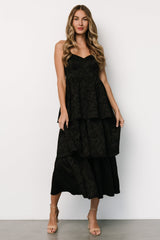 Violetta Embossed Tiered Dress | Black