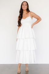 Violetta Embossed Tiered Dress | Off White