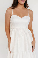 Violetta Embossed Tiered Dress | Off White