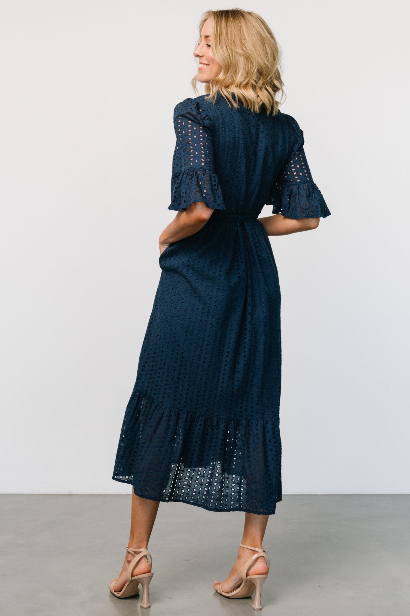 Virginia Eyelet Midi Dress | Navy