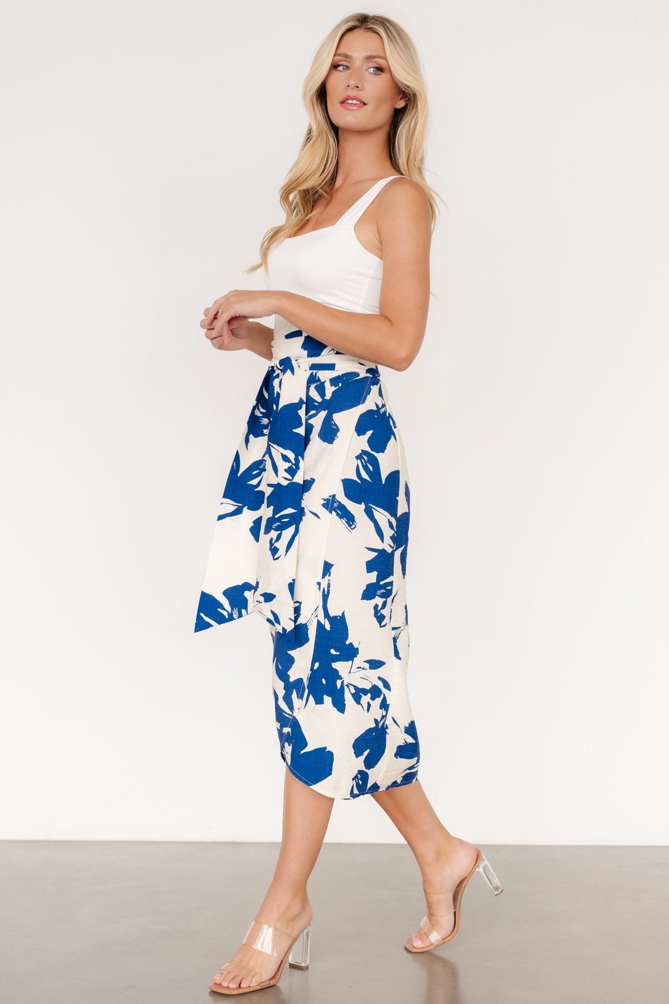 Vista Wrap Midi Skirt | Blue Print