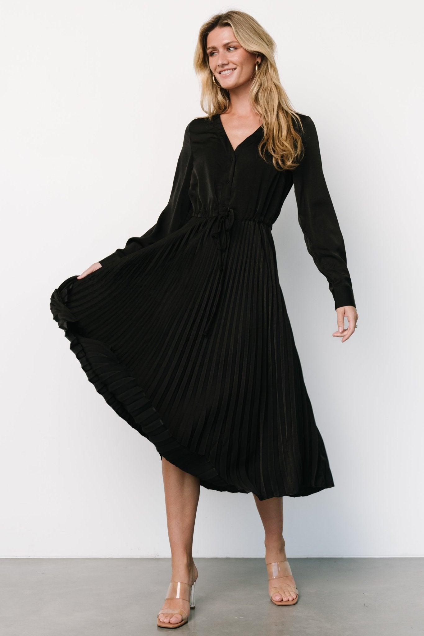 Waco Pleated Dress | Black