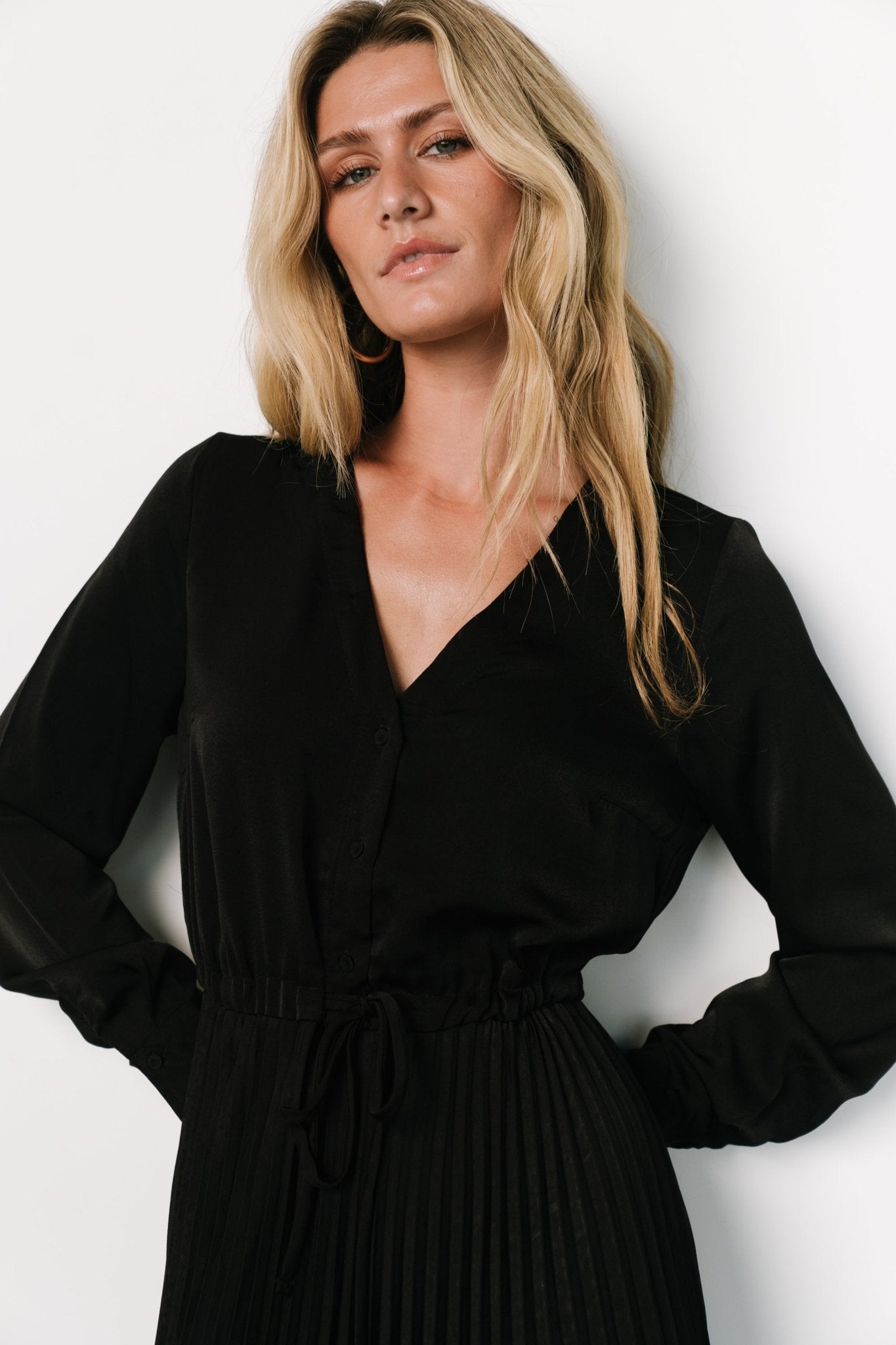 Waco Pleated Dress | Black