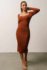 Waldorf Ribbed Midi Dress | Chestnut