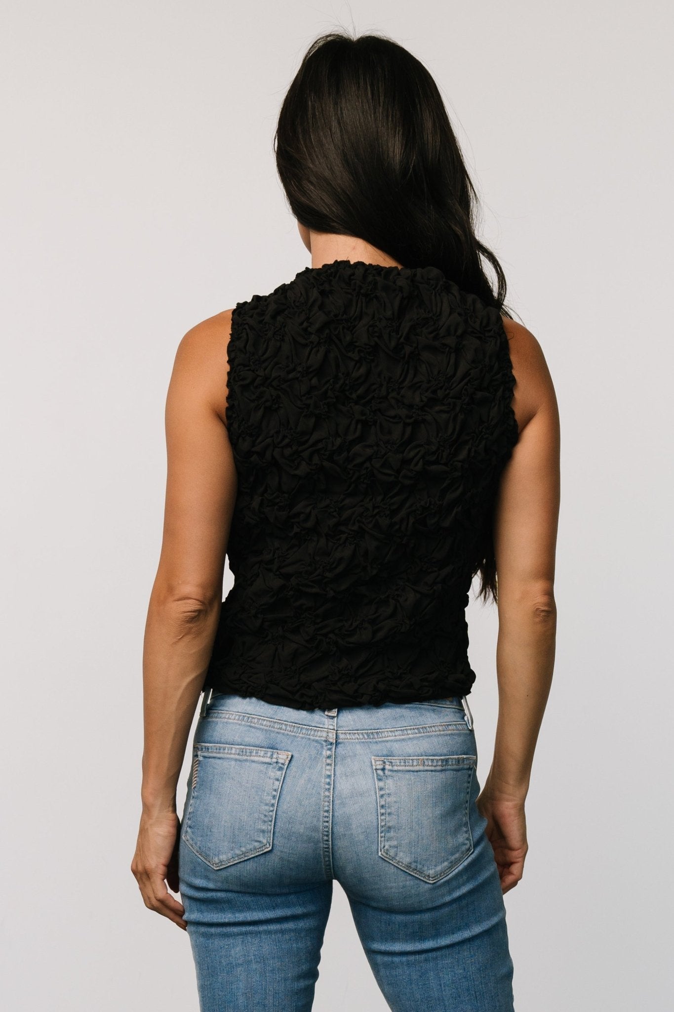 Wyn Textured Tank Top | Black
