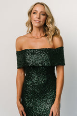 Yvonne Off Shoulder Sequin Gown | Green