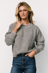 Zadie Striped Sweater | Ivory + Black