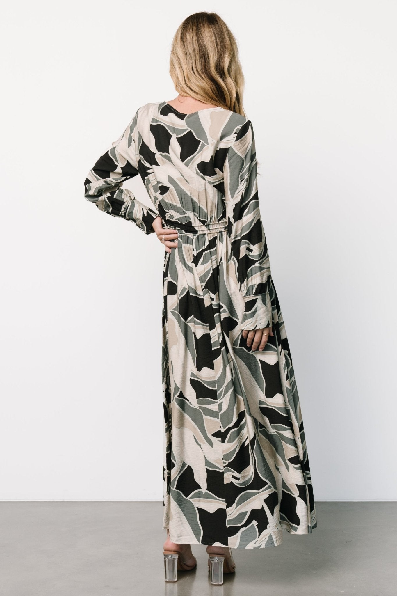Zinnia Maxi Dress | Black + Eucalyptus Print